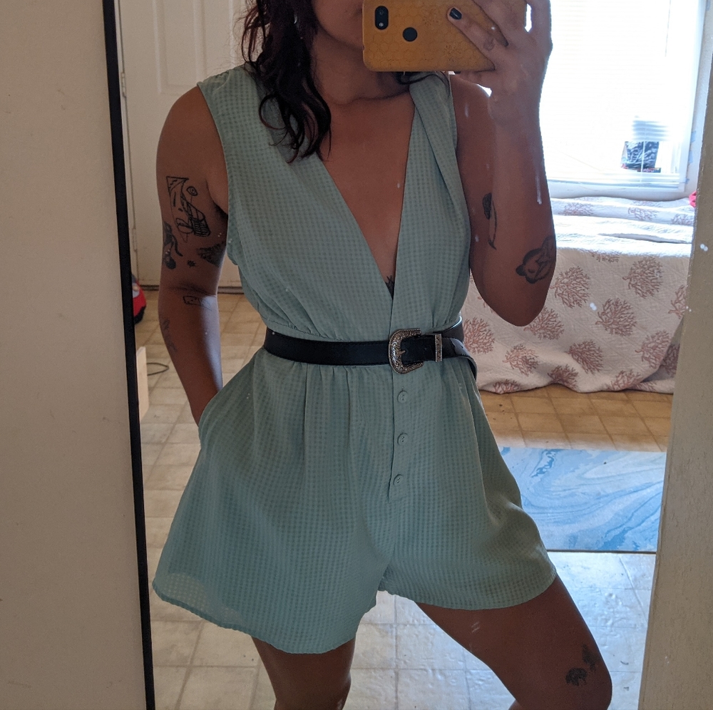 Mint Green Gingham Urban Outfitters Romper